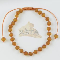 Womens adjustable amber bracelet raw cognac color
